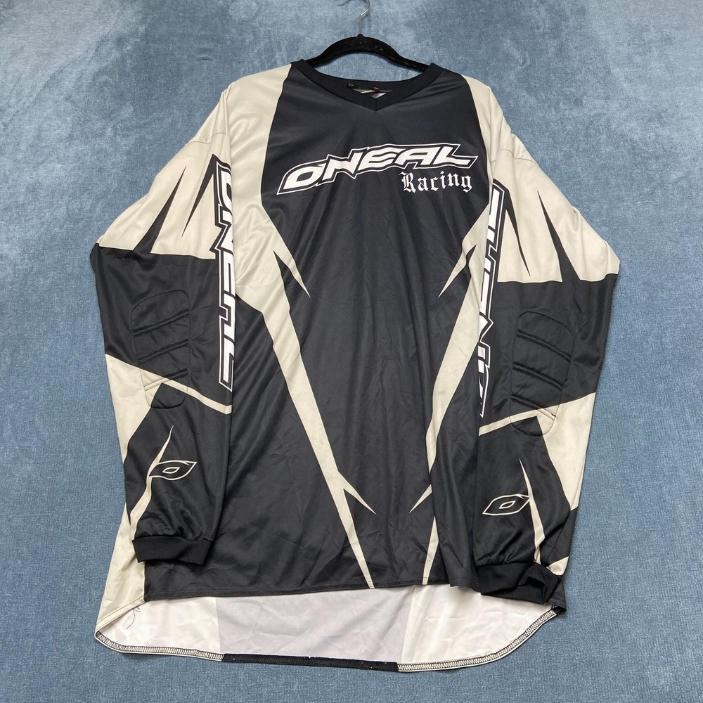 O'Neal Racing MX Motocross Jersey Mens L Black White Long Sleeve V-Neck Pullover